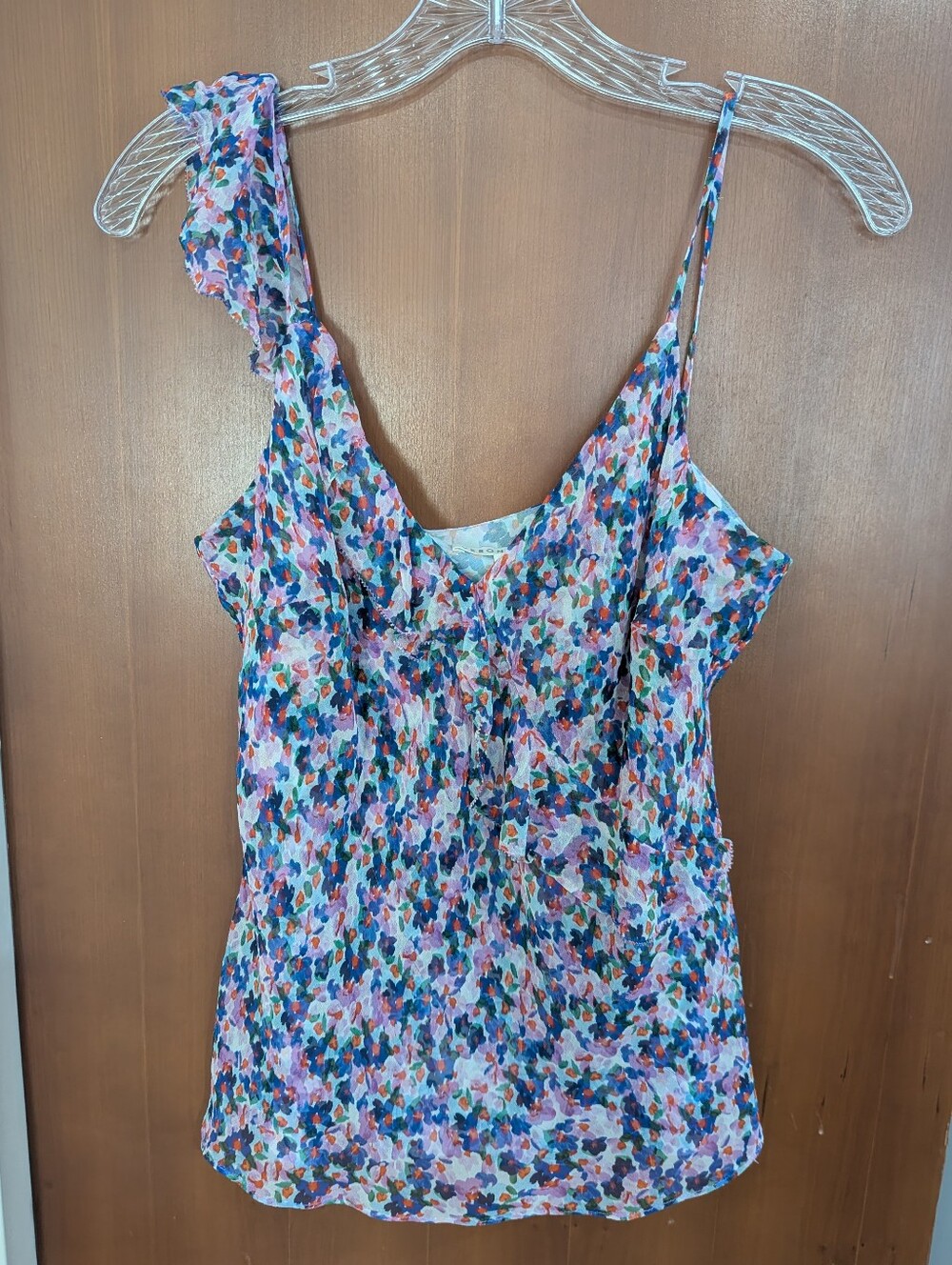 VERONICA BEARD Blouse Silk Purple White Floral Nea Cami Top Sz 2 *NWOT